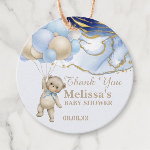 We can bearly wait abstract blue gold thank you favor tags