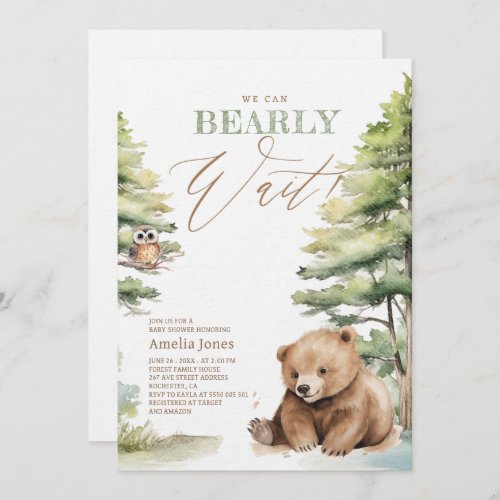 We Can Bearly Wait Adventure Awaits Baby Shower Invitation