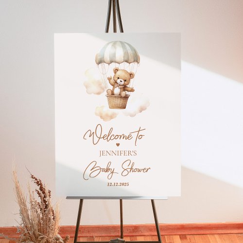 We can bearly wait air balloon baby shower welcome foam board