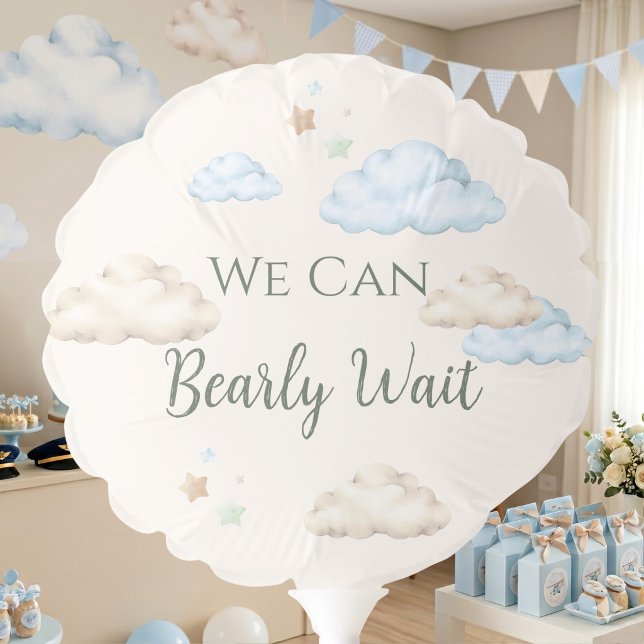 We Can Bearly Wait Aviator Bear Bouquet Balloon (We Can Bearly Wait Teddy Bear Airplane Boy Balloon)