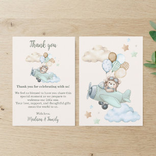 We Can Bearly Wait Aviator Teddy Bear Thank You Card
