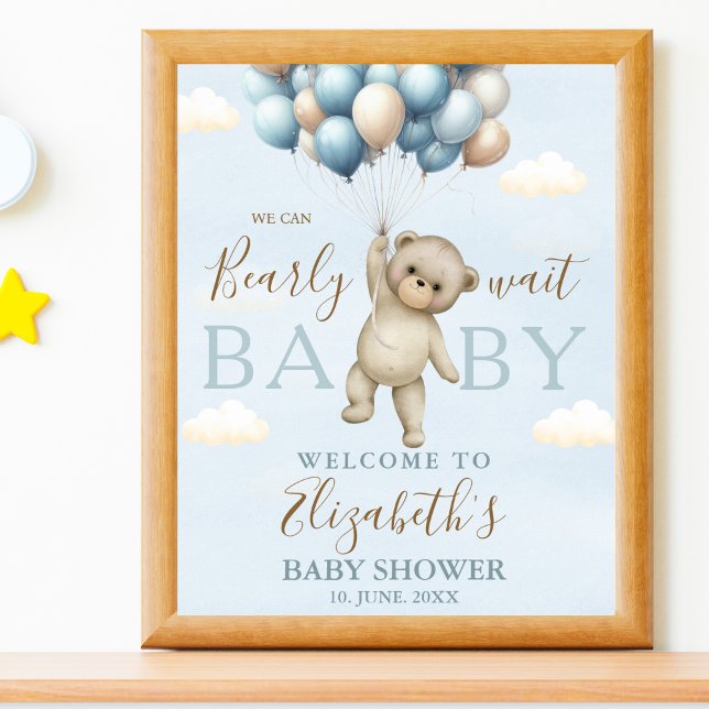 We Can Bearly Wait Baby, Bear Baby Shower Boy Poster (Creator Uploaded)