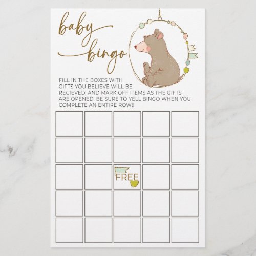 We Can Bearly Wait Baby Bingo Game JL01 Flyer