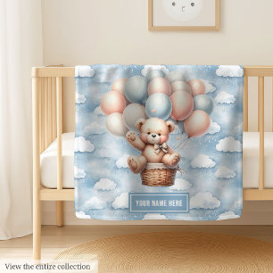 We Can Bearly Wait Baby Blanket Personalized Teddy