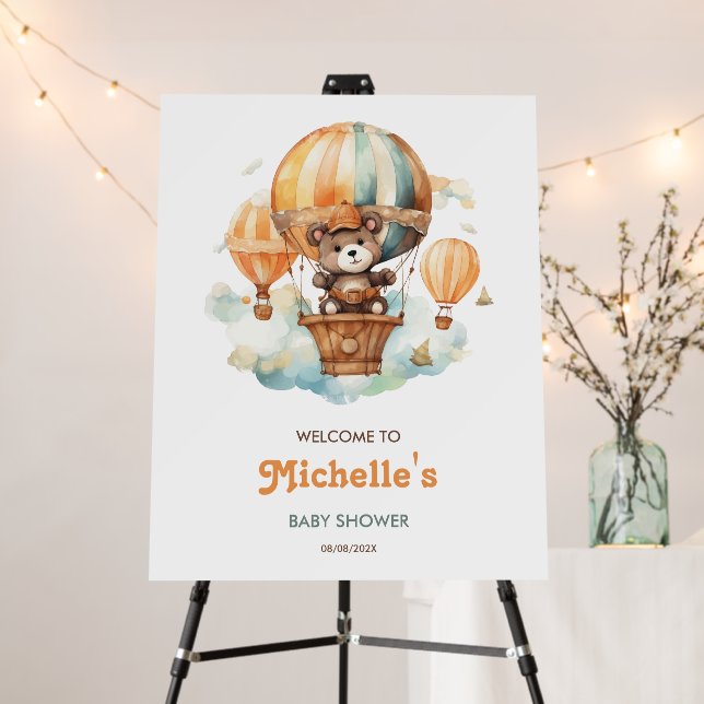 We Can Bearly Wait Baby Boy Balloons Welcome Sign (In Situ (Stand))