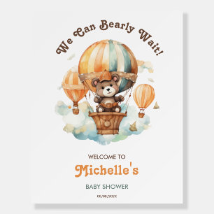 We Can Bearly Wait Baby Boy Balloons Welcome Sign