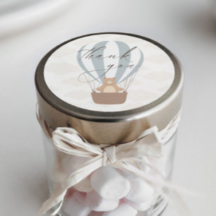 We Can Bearly Wait Baby Boy Blue Balloon Shower Classic Round Sticker