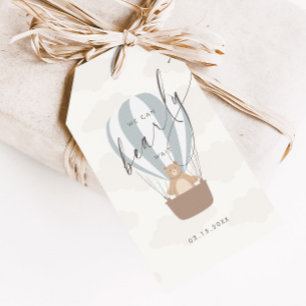 We Can Bearly Wait   Baby Boy Blue Balloon Shower  Gift Tags