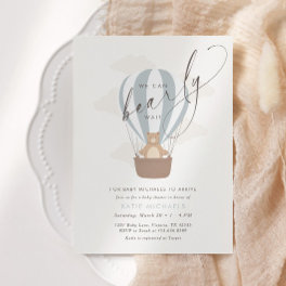 We Can Bearly Wait Baby Boy Blue Balloon Shower Invitation
