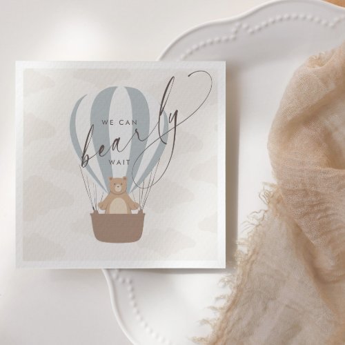 We Can Bearly Wait  Baby Boy Blue Balloon Shower  Napkins