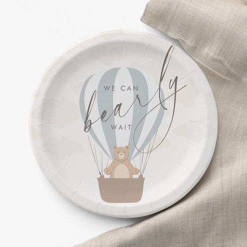 We Can Bearly Wait  Baby Boy Blue Balloon Shower  Paper Plates
