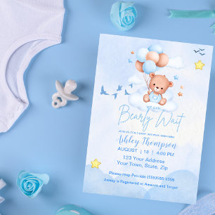 We Can Bearly Wait Baby Boy Shower Invitation