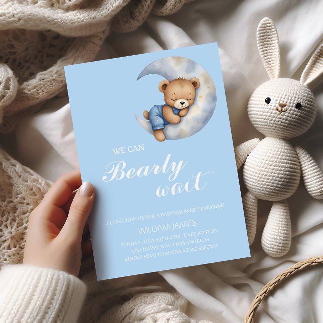 We Can Bearly Wait – Baby Boy Shower Invitation (Creator Uploaded)