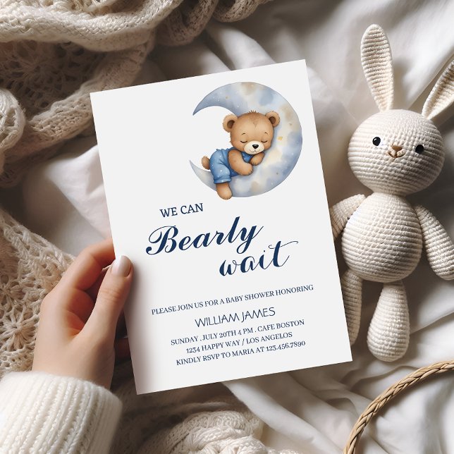 We Can Bearly Wait – Baby Boy Shower Invitation (Creator Uploaded)