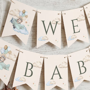 We Can Bearly Wait Baby Shower Aviator Bunting Flags