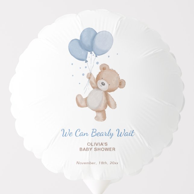 We Can Bearly Wait Baby Shower Balloon (Front)