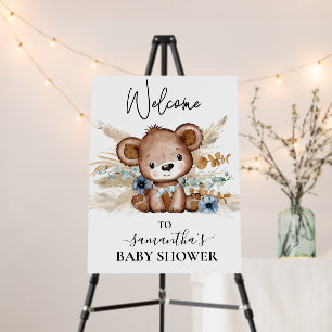 We Can Bearly Wait Baby Shower Bear Boho Blue Foam Board