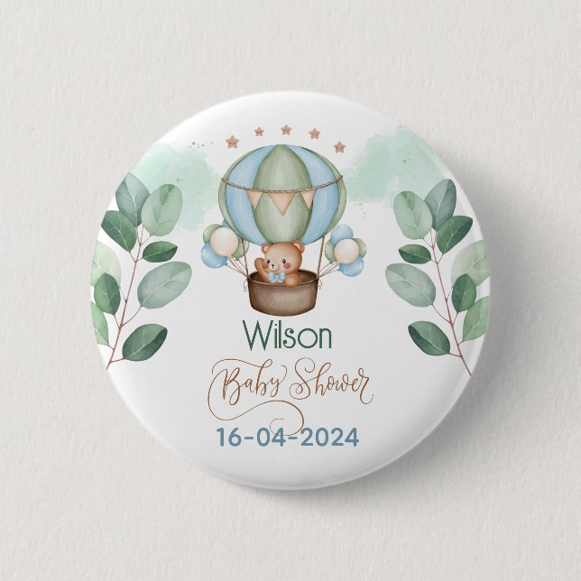 we can bearly wait baby shower bear button (Front)