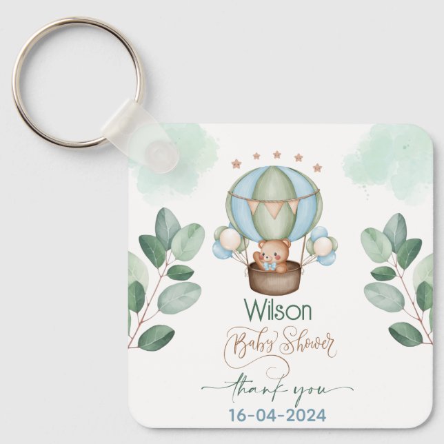 we can bearly wait baby shower bear keychain (Front)