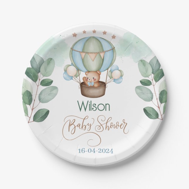 we can bearly wait baby shower bear paper plates (Front)