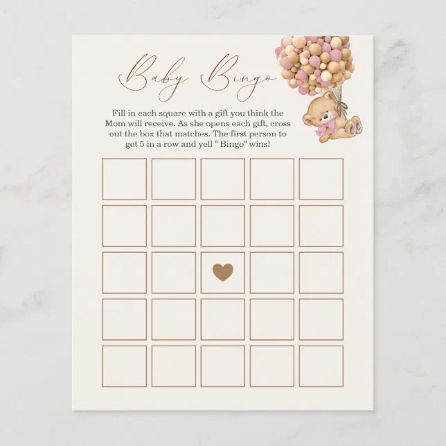 We Can Bearly Wait Baby Shower Bingo Game 