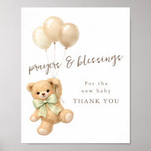 We Can Bearly Wait Baby Shower Blessings & Prayers Poster
