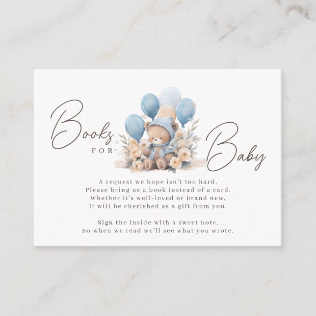 We Can Bearly Wait Baby Shower Books For Baby Enclosure Card (Front)