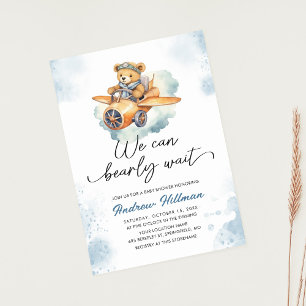 We Can Bearly Wait Baby Shower Boy Invitation