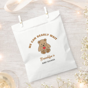 We Can Bearly Wait Baby Shower Brown Teddy Bear Favor Bag