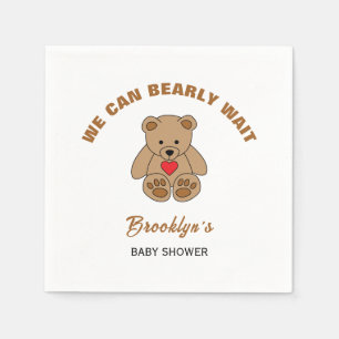 We Can Bearly Wait Baby Shower Brown Teddy Bear Napkins