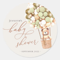 We Can Bearly Wait! Baby Shower Classic Round Stic Classic Round Sticker