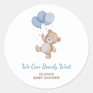 We Can Bearly Wait Baby Shower Classic Round Sticker
