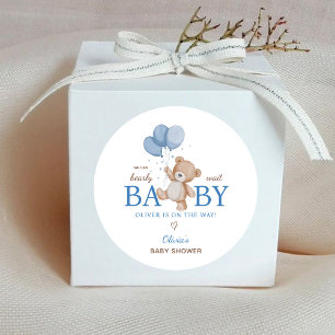 We Can Bearly Wait Baby Shower Classic Round Sticker