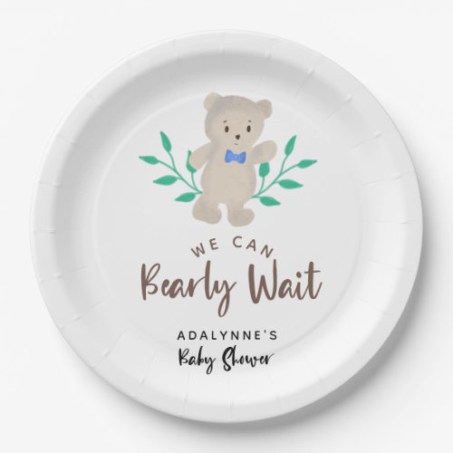 We Can Bearly Wait Baby Shower Cute Bear  Paper Plates