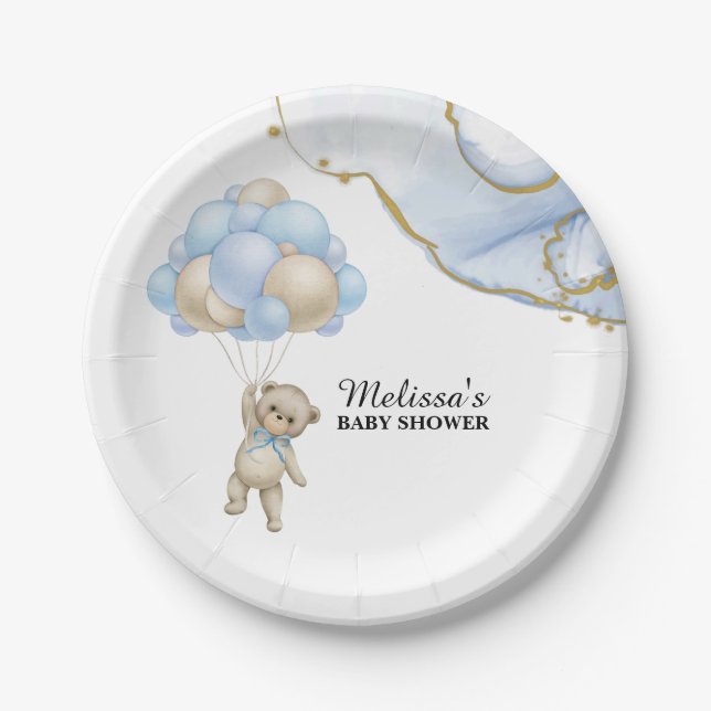 We can bearly wait baby shower dessert paper plates (Front)