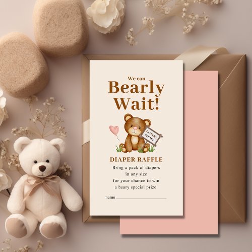 We Can Bearly Wait Baby Shower Diaper Raffle Enclosure Card