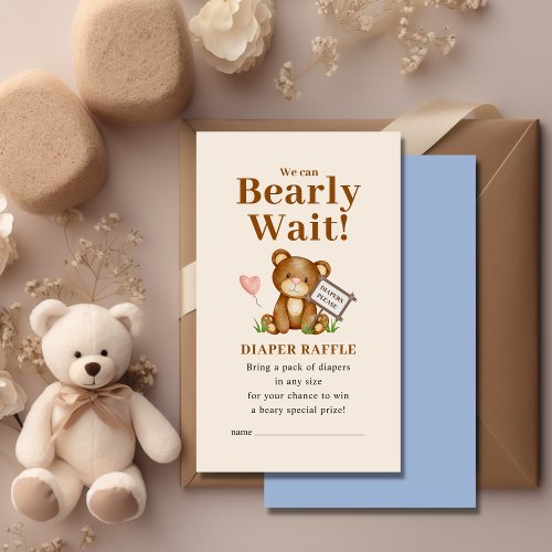 We Can Bearly Wait Baby Shower Diaper Raffle Enclosure Card
