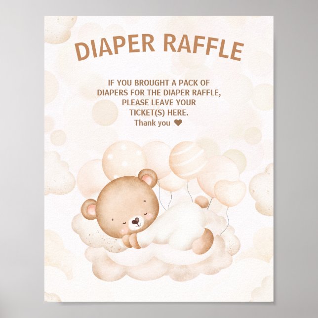 We Can Bearly Wait Baby Shower Diaper Raffle Poster (Front)