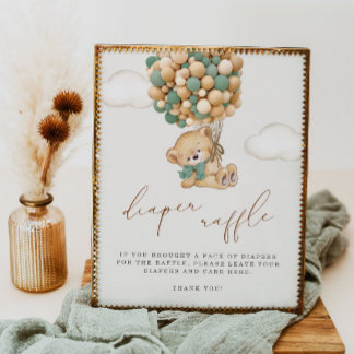 We Can Bearly Wait Baby Shower Diaper Raffle Poster