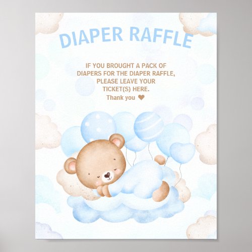 We Can Bearly Wait Baby Shower Diaper Raffle Sign