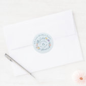 We Can Bearly Wait Baby Shower Floral Wreath Blue Classic Round Sticker (Envelope)