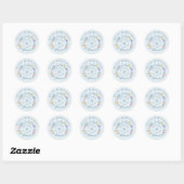 We Can Bearly Wait Baby Shower Floral Wreath Blue Classic Round Sticker (Sheet)