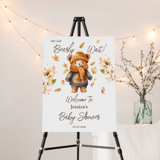 We Can Bearly Wait Baby Shower  Foam Board (In Situ (Stand))