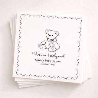 "We Can Bearly Wait" Baby Shower Gender Neutral Napkins