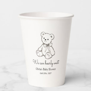"We Can Bearly Wait" Baby Shower Gender Neutral Paper Cups