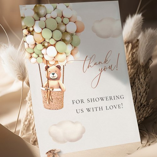 We Can Bearly Wait Baby Shower Green Gold Thank You Card