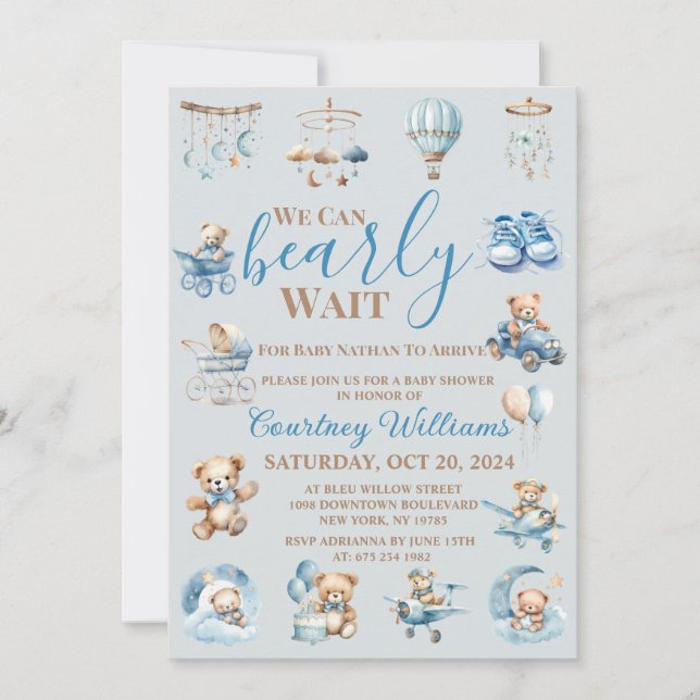 We Can Bearly Wait Baby Shower Invitation (Front)
