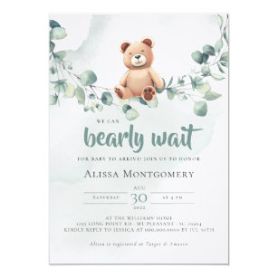 we can bearly wait baby shower invitations