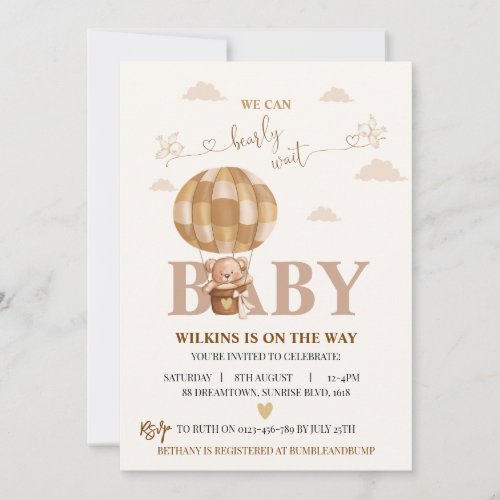 We can bearly wait baby shower invitation