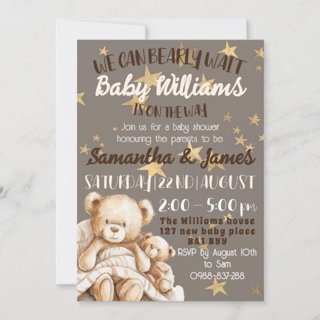 We can bearly wait baby shower invitation (Front)